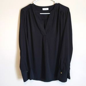 NWOT Calvin Klein Black Blouse Sz XL V Neck